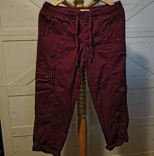 Womens Burgundy Cargo Pants